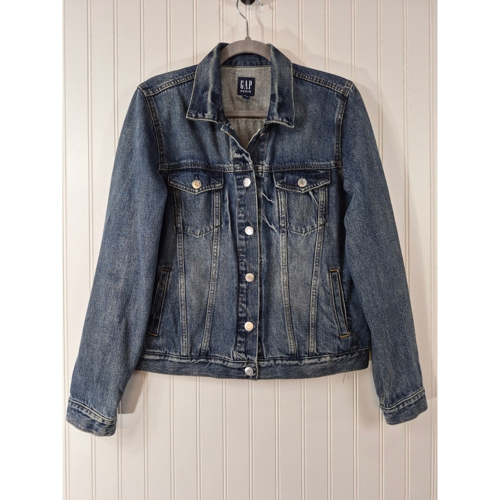 GAP Denim Small Blue Medium Wash 100% Cotton Trucker Jean Jacket Rugged Casual